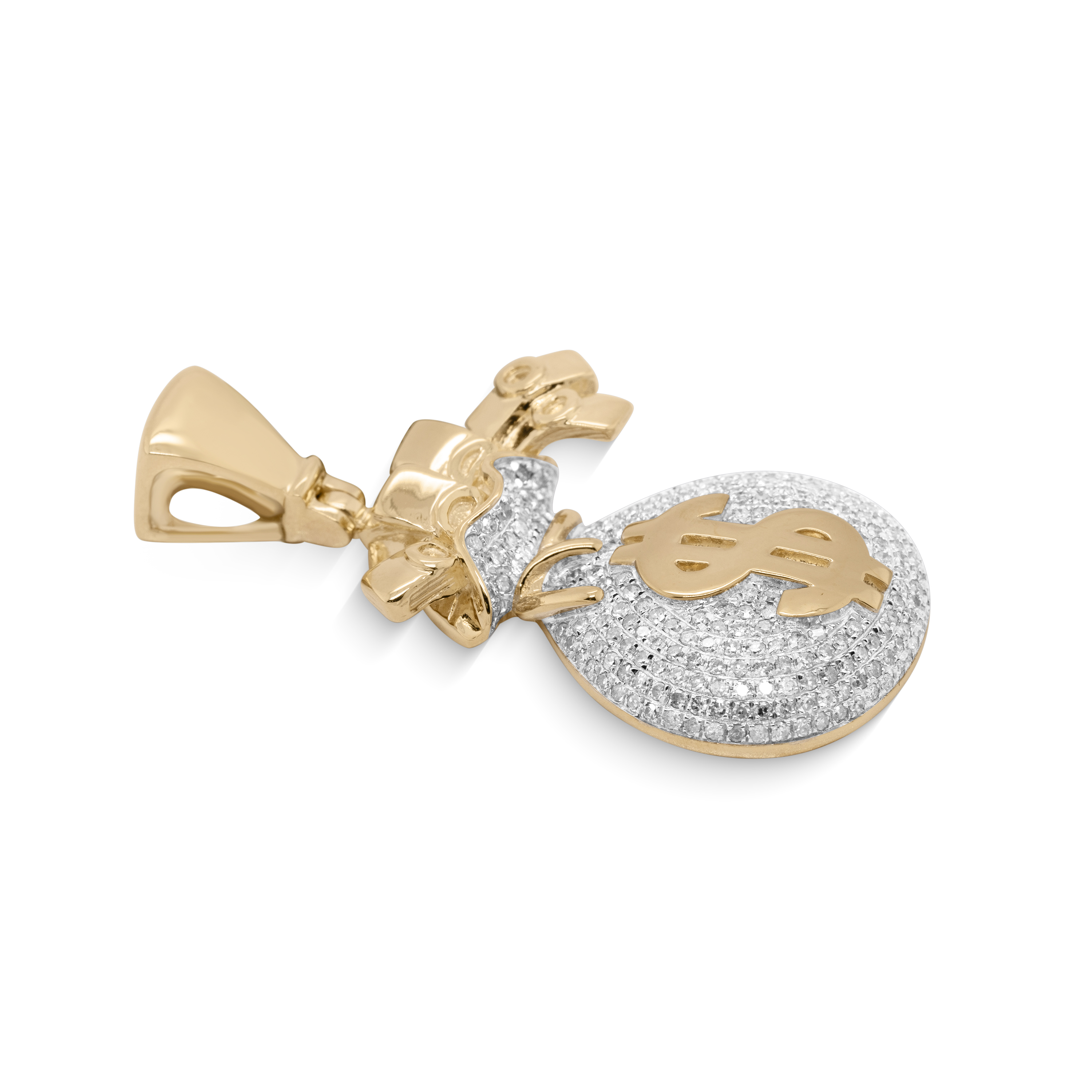 Diamond Money Bag Pendant 1.08 ct. 10K Yellow Gold 7.38 g